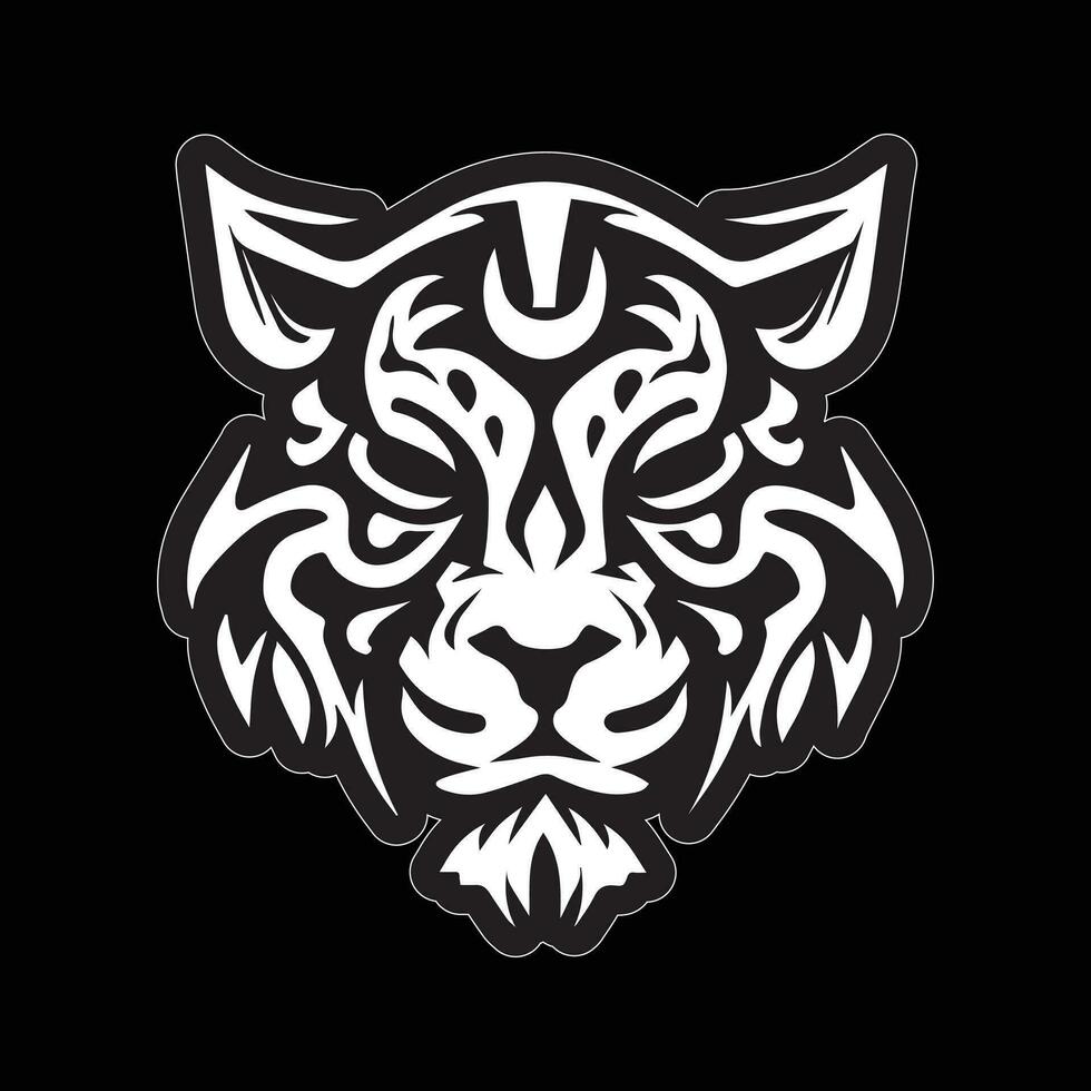 Tiger face sticker black and white for printing vector