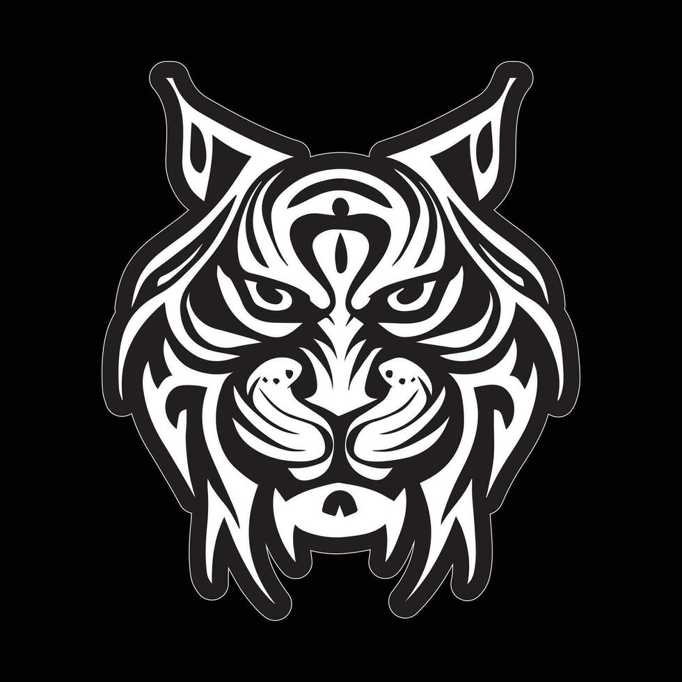 Tiger face sticker black and white for printing vector