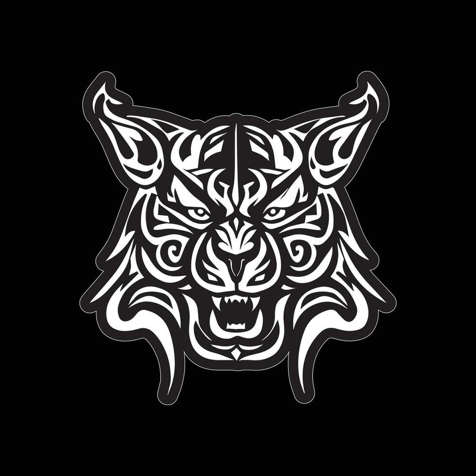 Tiger face sticker black and white for printing vector