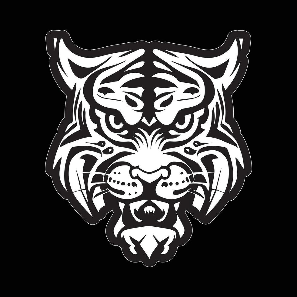 Tiger face sticker black and white for printing vector
