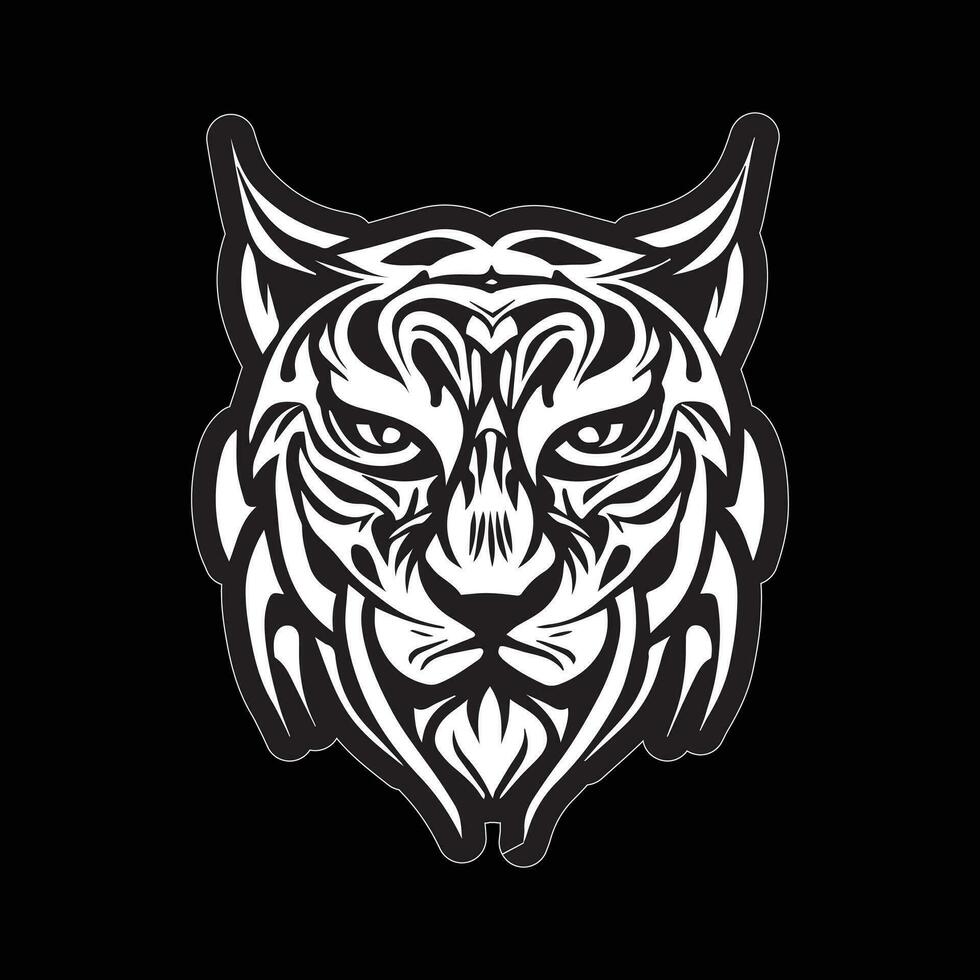 Tiger face sticker black and white for printing vector