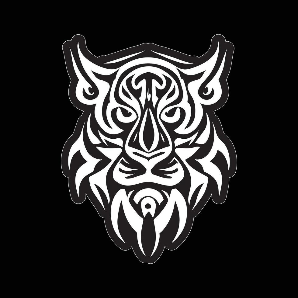 Tiger face sticker black and white for printing vector