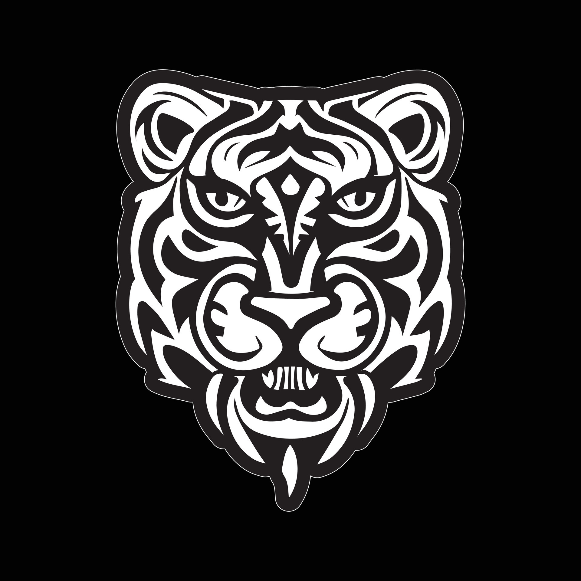 Tiger face sticker black and white for printing 27849518 Vector Art at ...