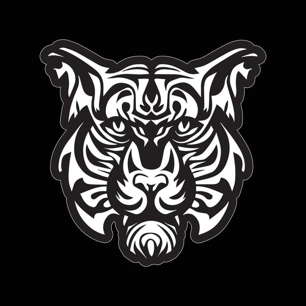 Tiger face sticker black and white for printing vector