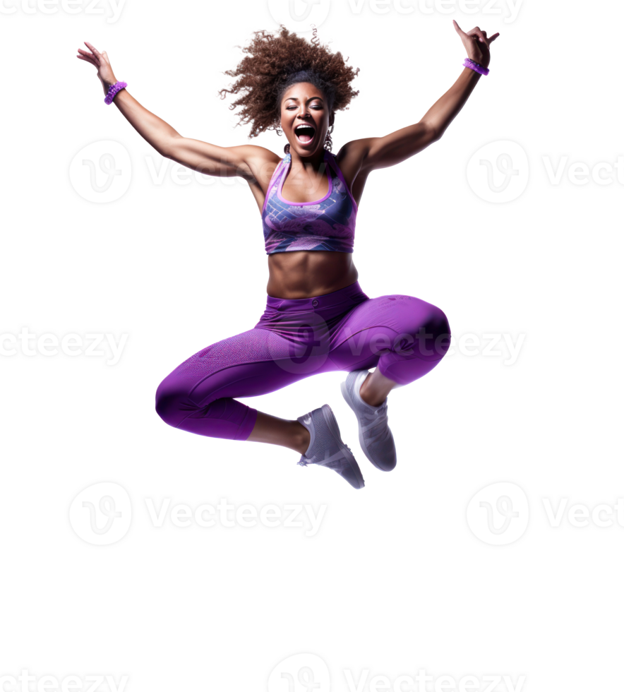 A female sports runner jumping isolated png