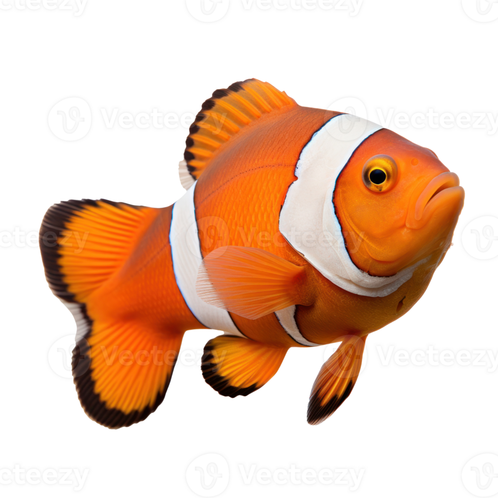 An orange and white clown fish isolated png