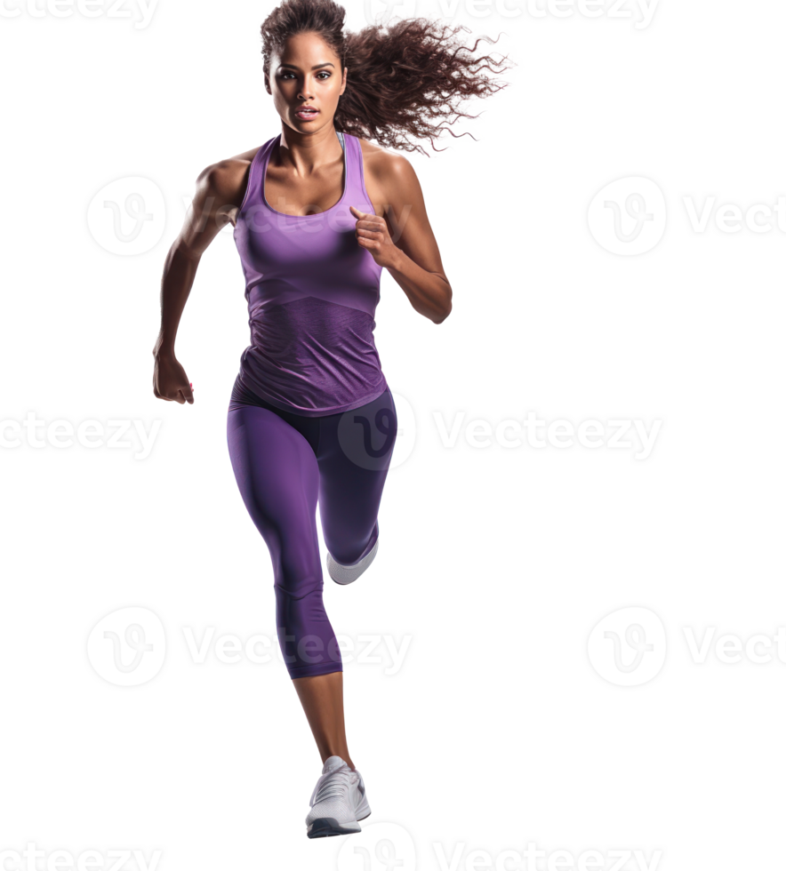 A female sports runner jumping isolated png