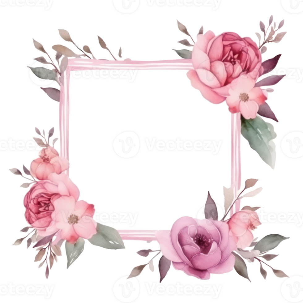 Elegant watercolor frame isolated png