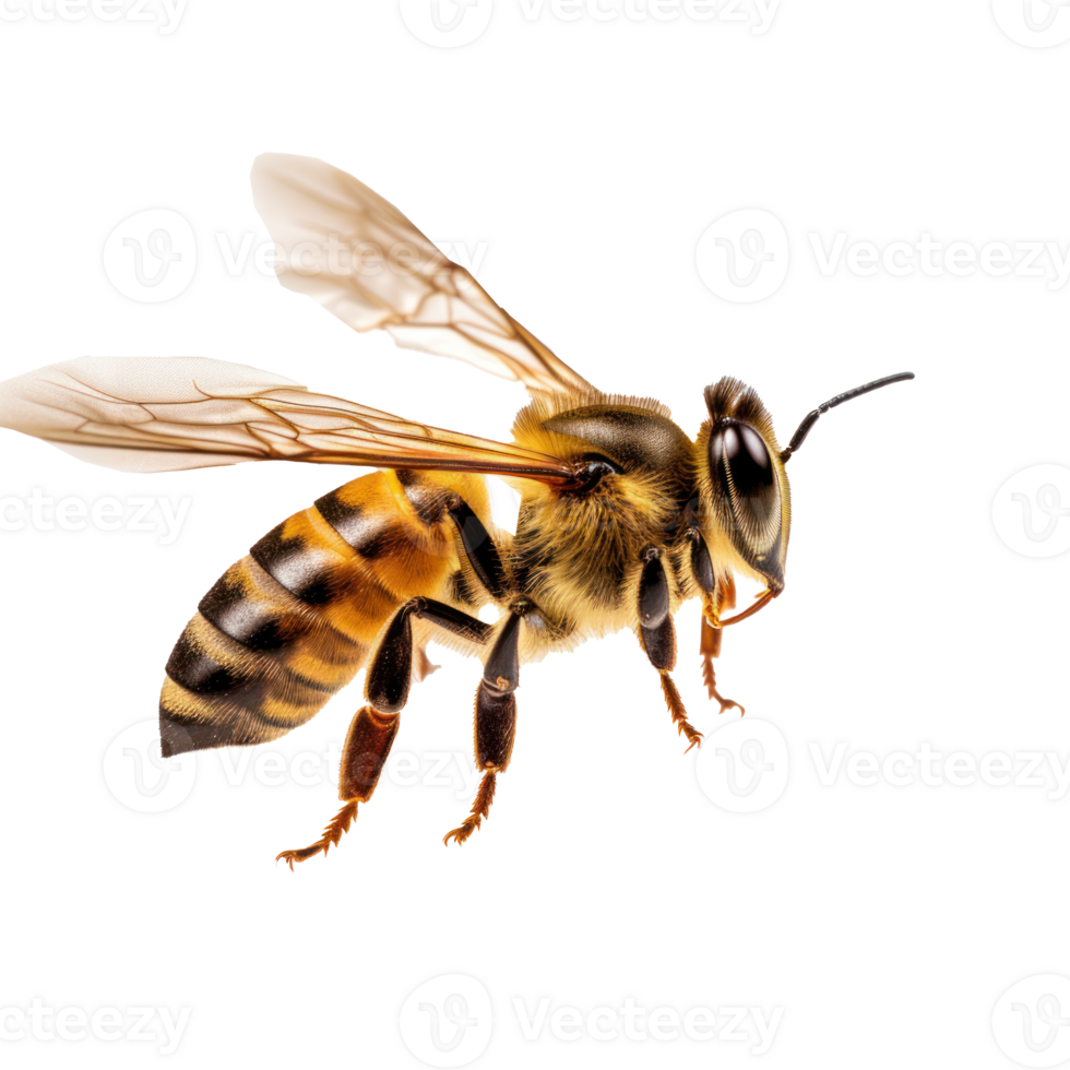 A stunning bee is flying, isolated png