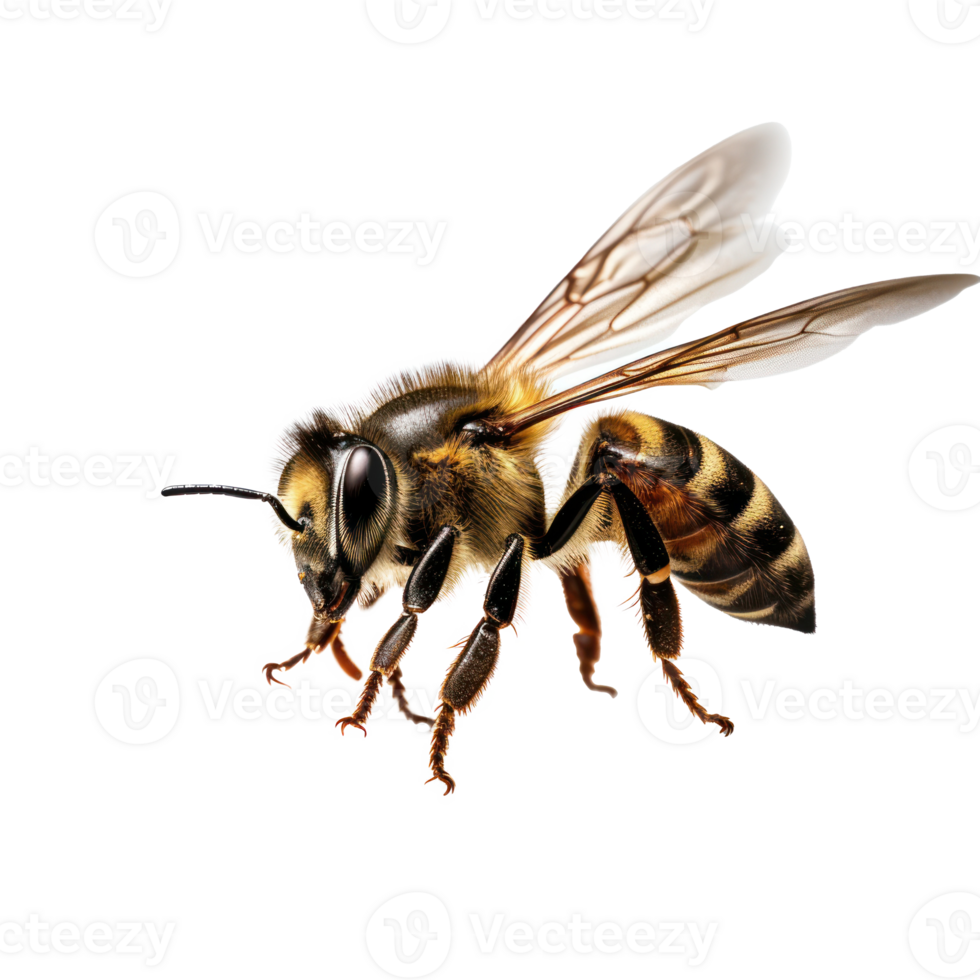 A stunning bee is flying, isolated png