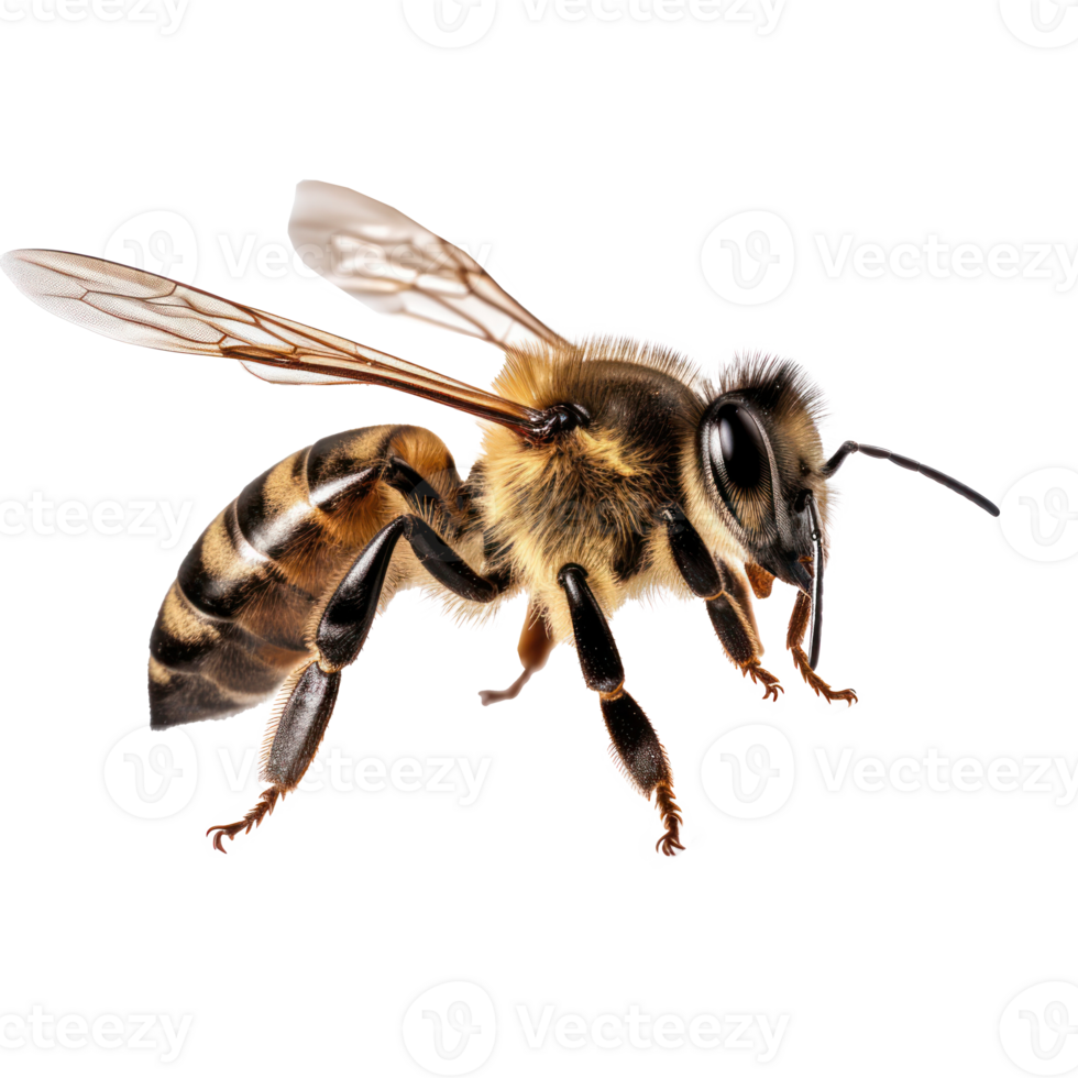 A stunning bee is flying, isolated png