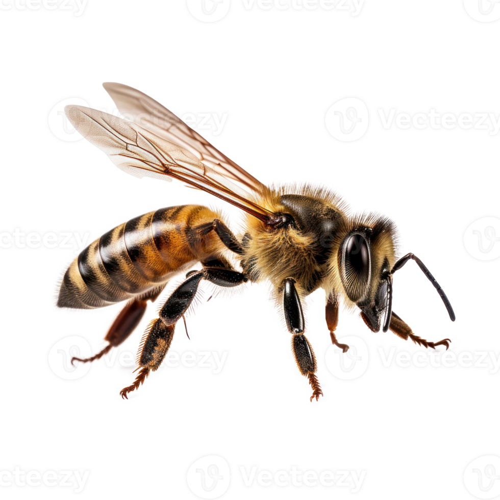 A stunning bee is flying, isolated png