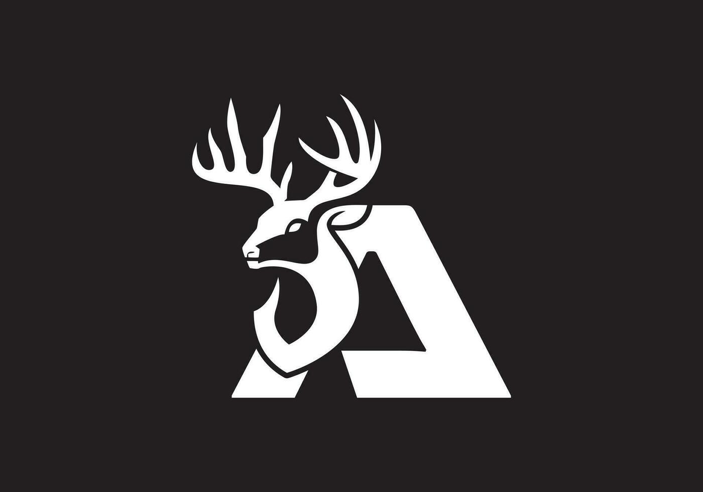 this is a letter A text and deer head logo design vector