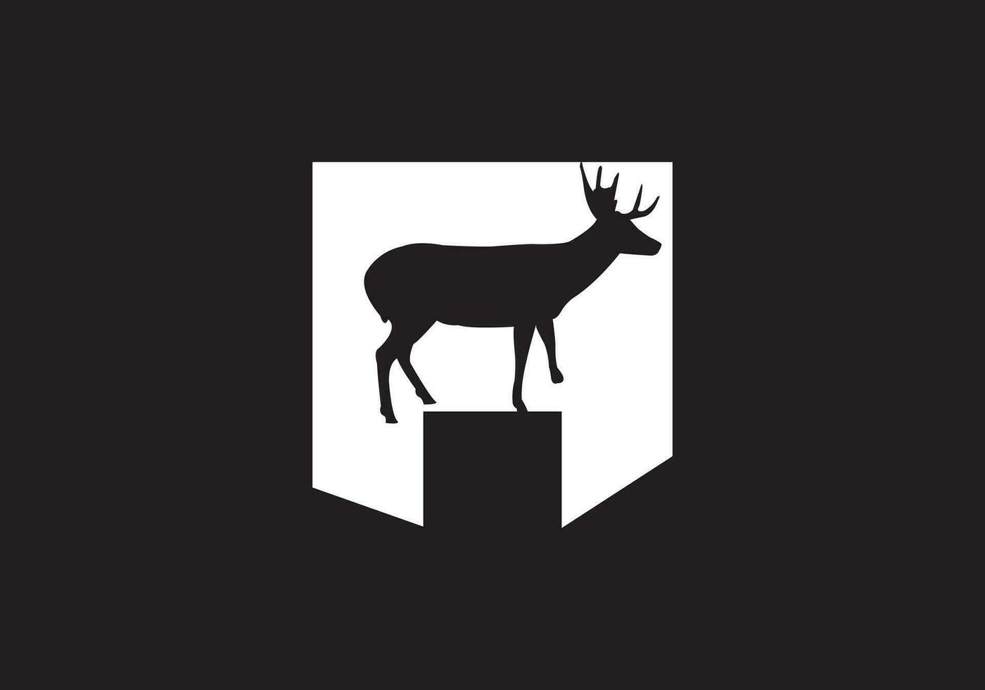 esta es un letra un texto y ciervo cabeza logo diseño vector