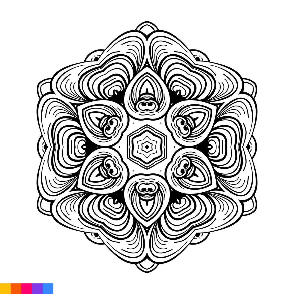 Mandala Art for coloring book. Clean Decorative round ornament. Oriental pattern, Vector illustration Coloring book page. Circular pattern in form of mandala for Henna, Mehndi, tattoo, decoration.