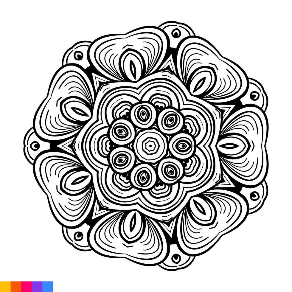 Mandala Art for coloring book. Clean Decorative round ornament. Oriental pattern, Vector illustration Coloring book page. Circular pattern in form of mandala for Henna, Mehndi, tattoo, decoration.