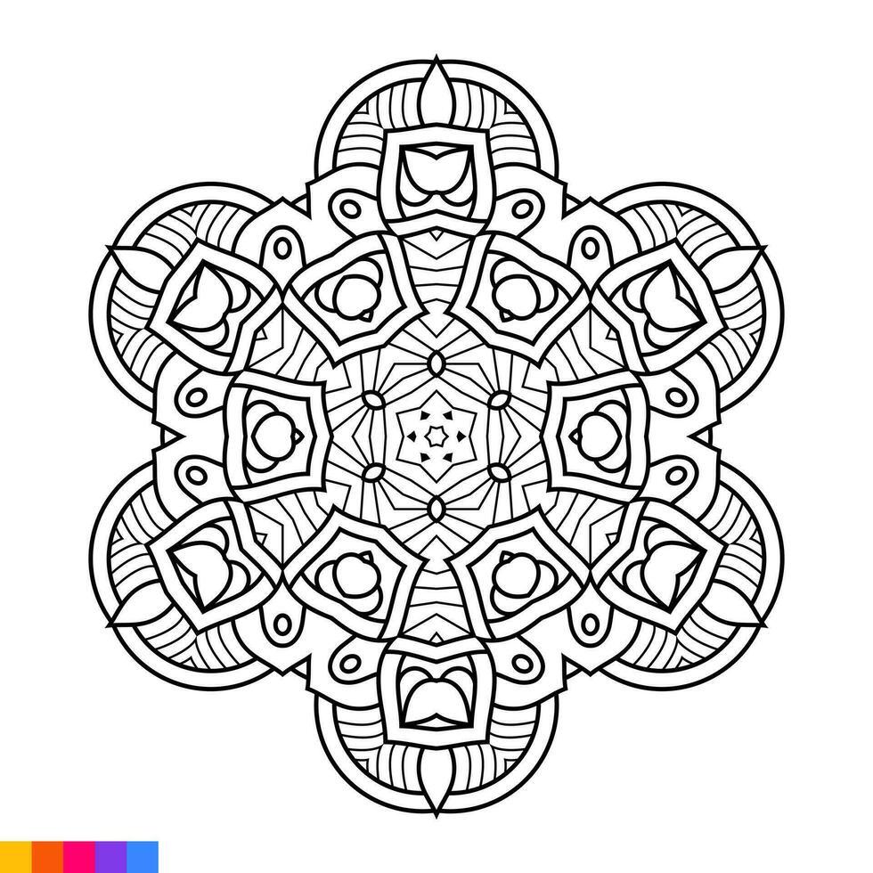 Mandala Art for coloring book. Clean Decorative round ornament. Oriental pattern, Vector illustration Coloring book page. Circular pattern in form of mandala for Henna, Mehndi, tattoo, decoration.