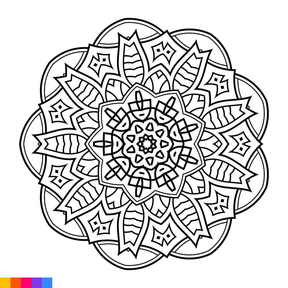 Mandala Art for coloring book. Clean Decorative round ornament. Oriental pattern, Vector illustration Coloring book page. Circular pattern in form of mandala for Henna, Mehndi, tattoo, decoration.