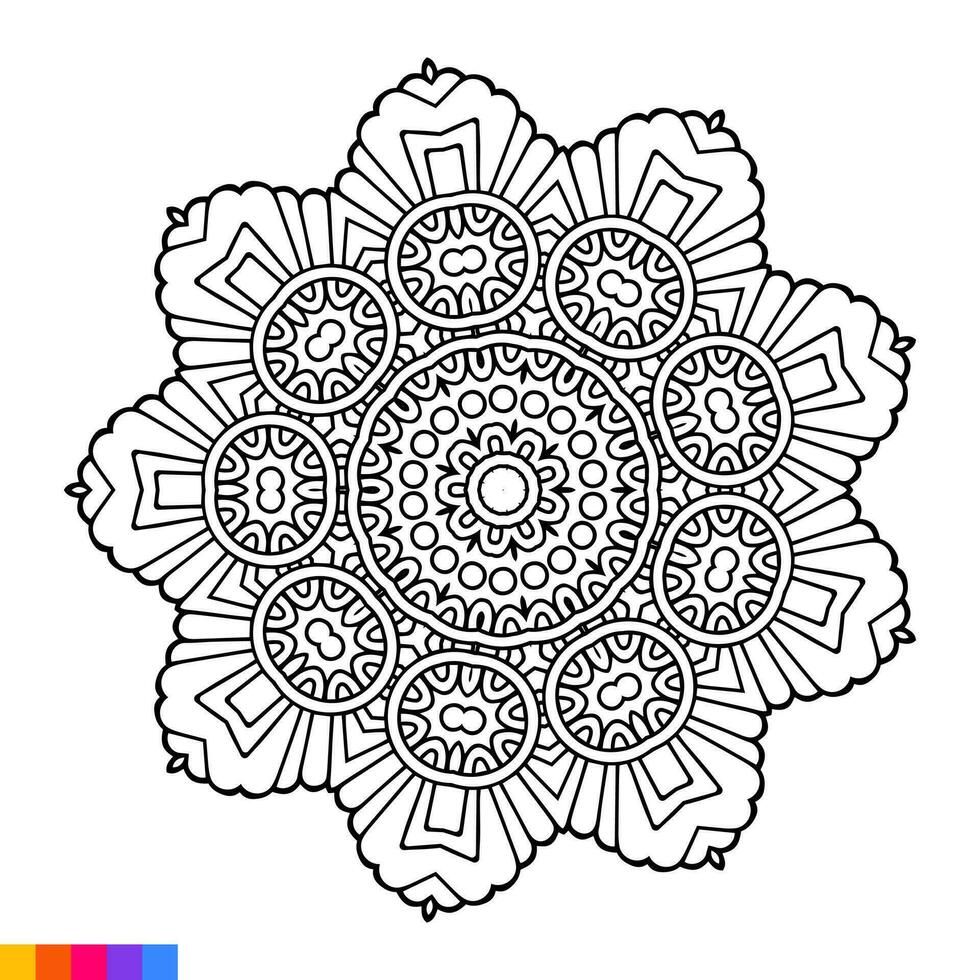 Mandala Art for coloring book. Clean Decorative round ornament. Oriental pattern, Vector illustration Coloring book page. Circular pattern in form of mandala for Henna, Mehndi, tattoo, decoration.