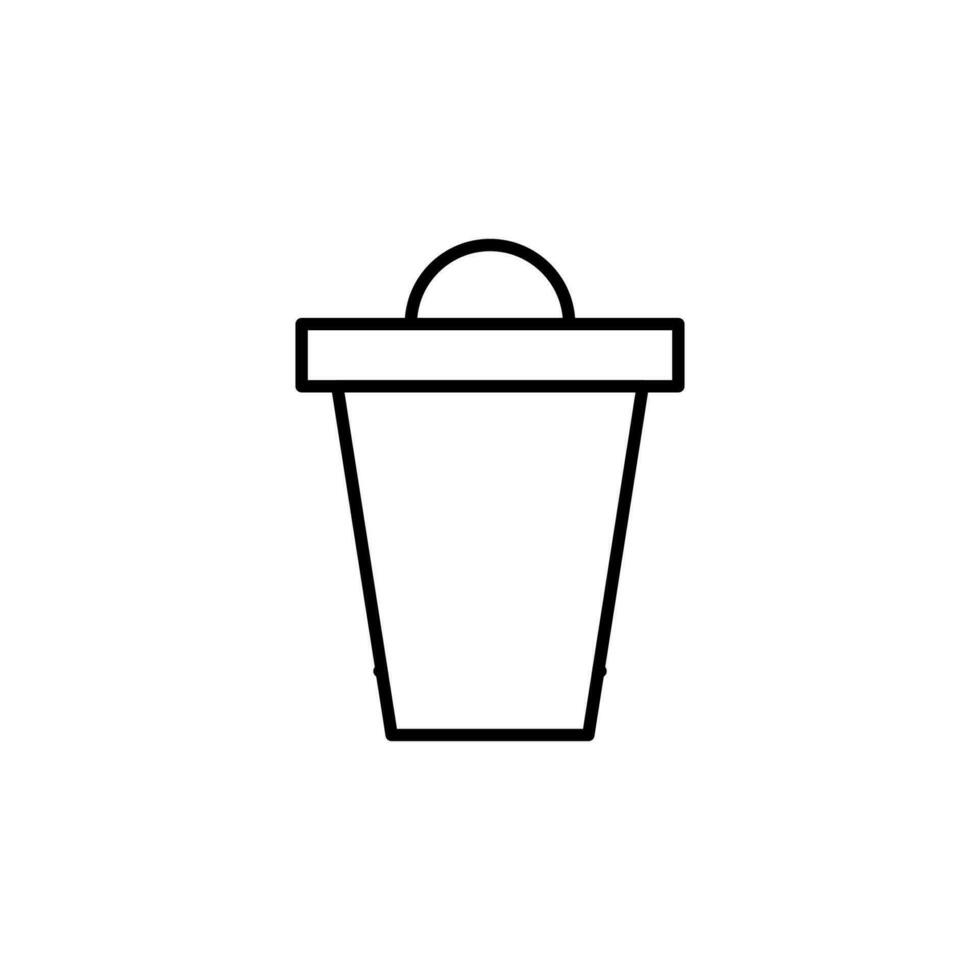 Trash Garbage Can Vector Line Icon for Adverts. Perfect for web sites, books, stores, shops. Editable stroke in minimalistic outline style