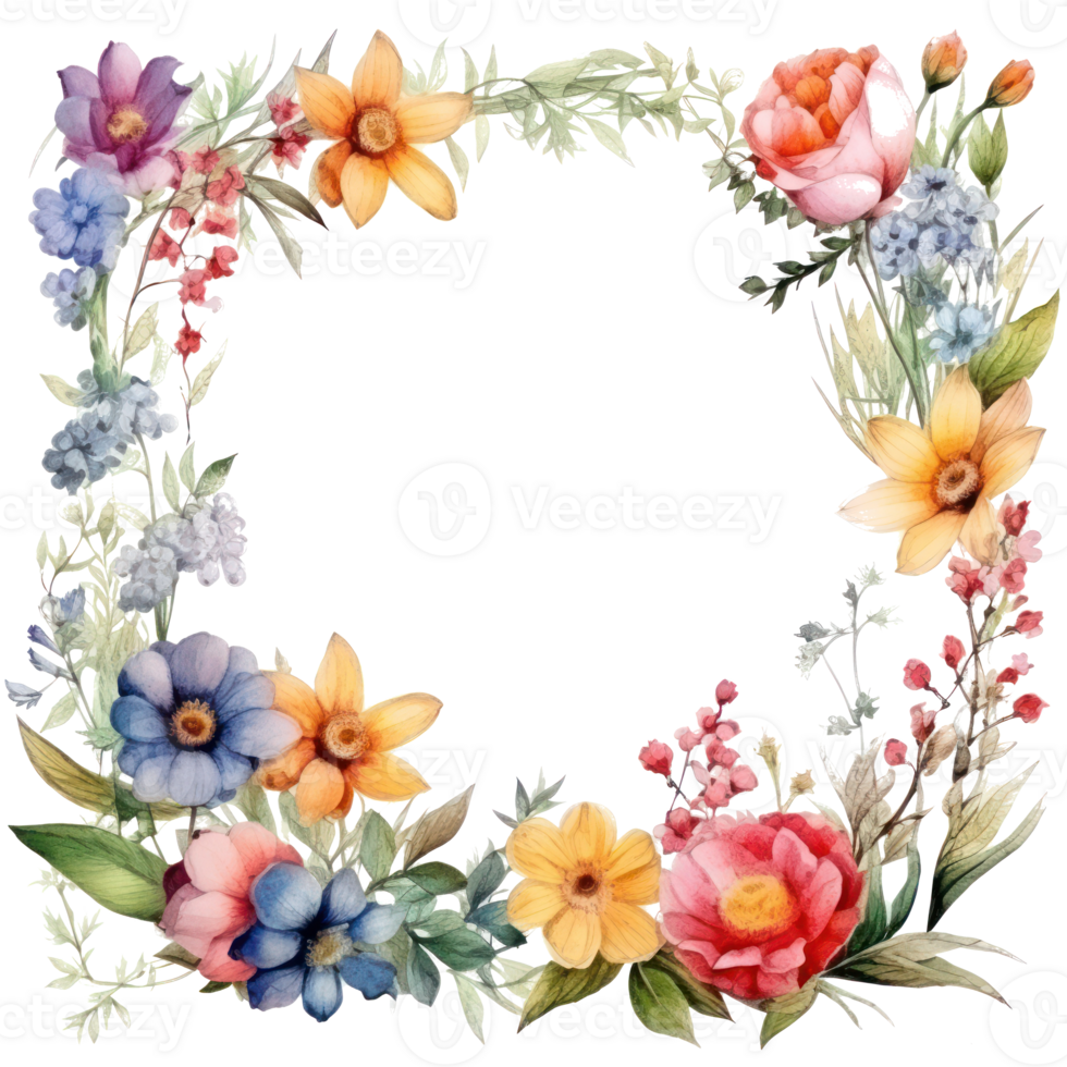 Watercolor floral frame png