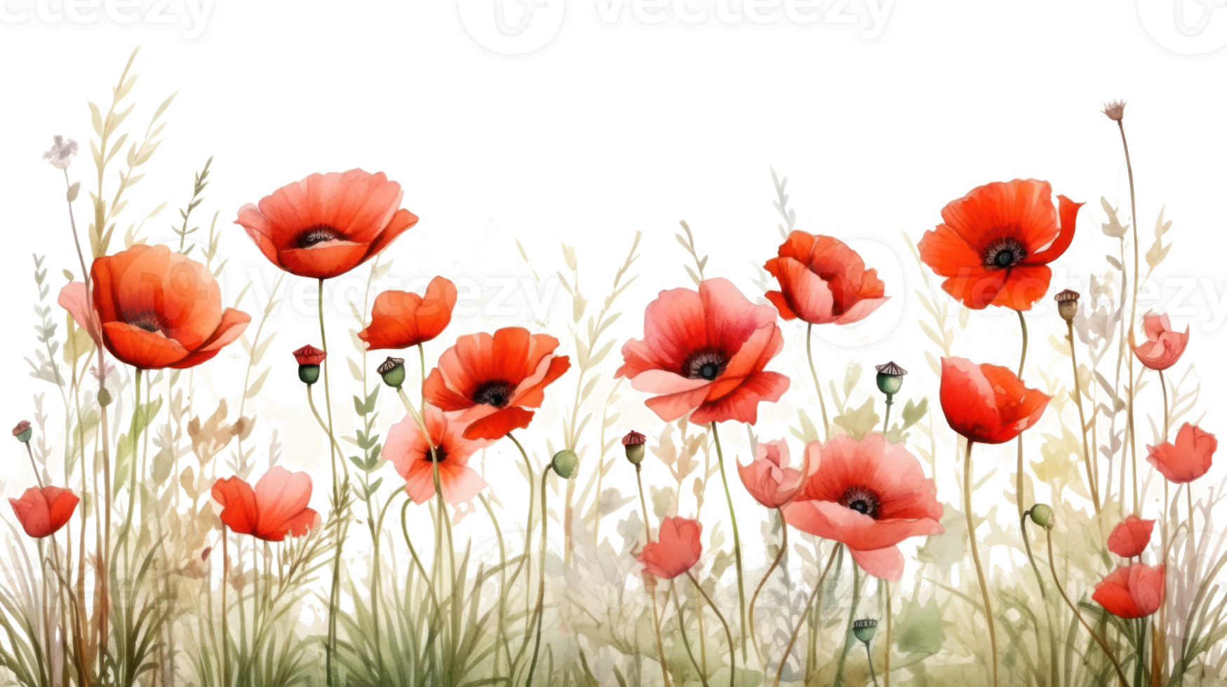 waterverf papaver bloemen achtergrond png