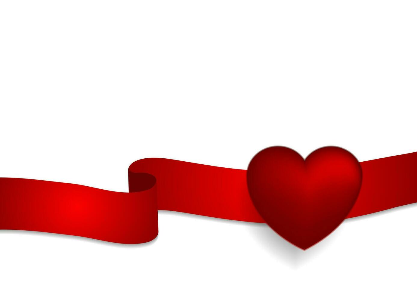 Red heart and ribbon abstract vector background