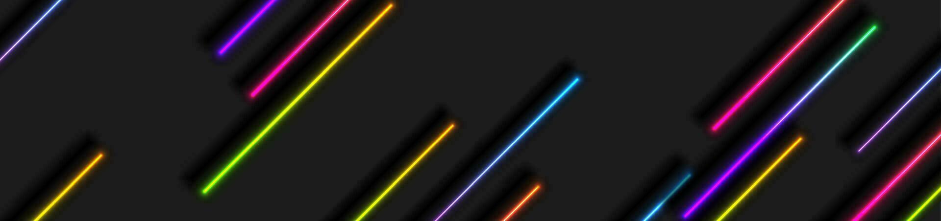 Retro tech abstract background with laser neon lines vector