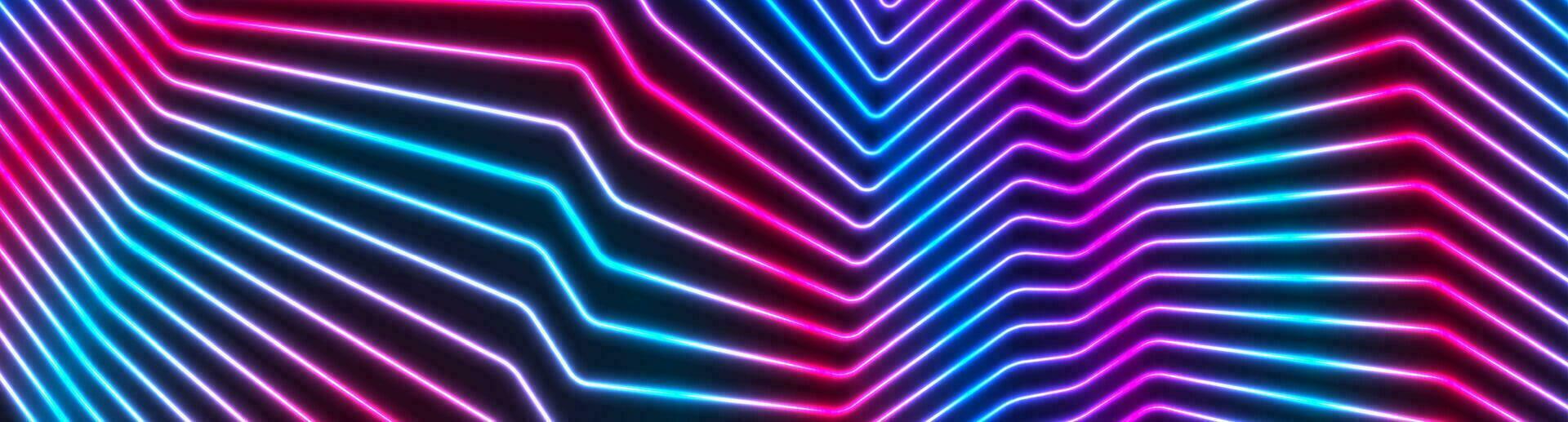 Blue purple neon glowing curved lines abstract background vector