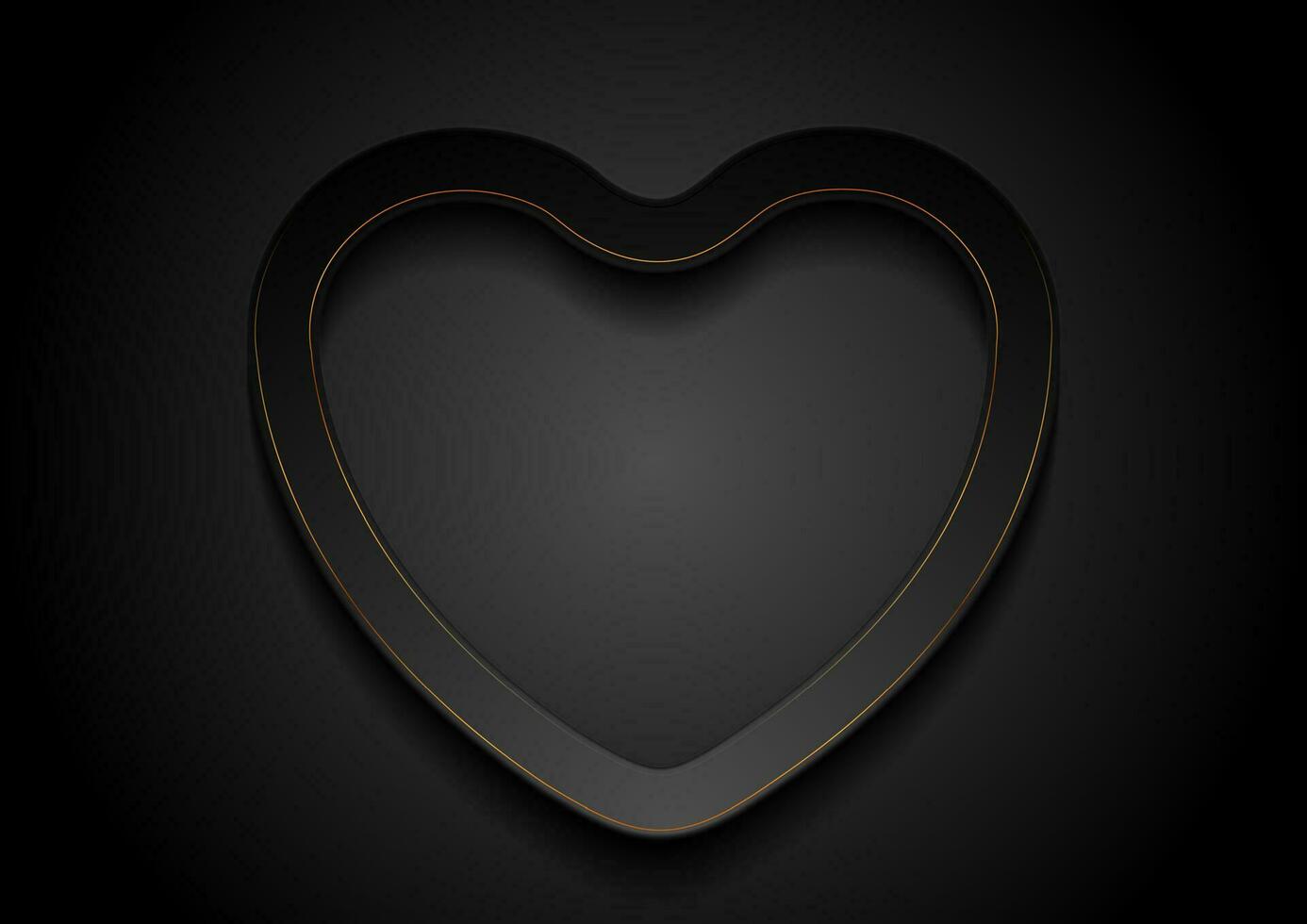 Black heart with golden outlines abstract background vector