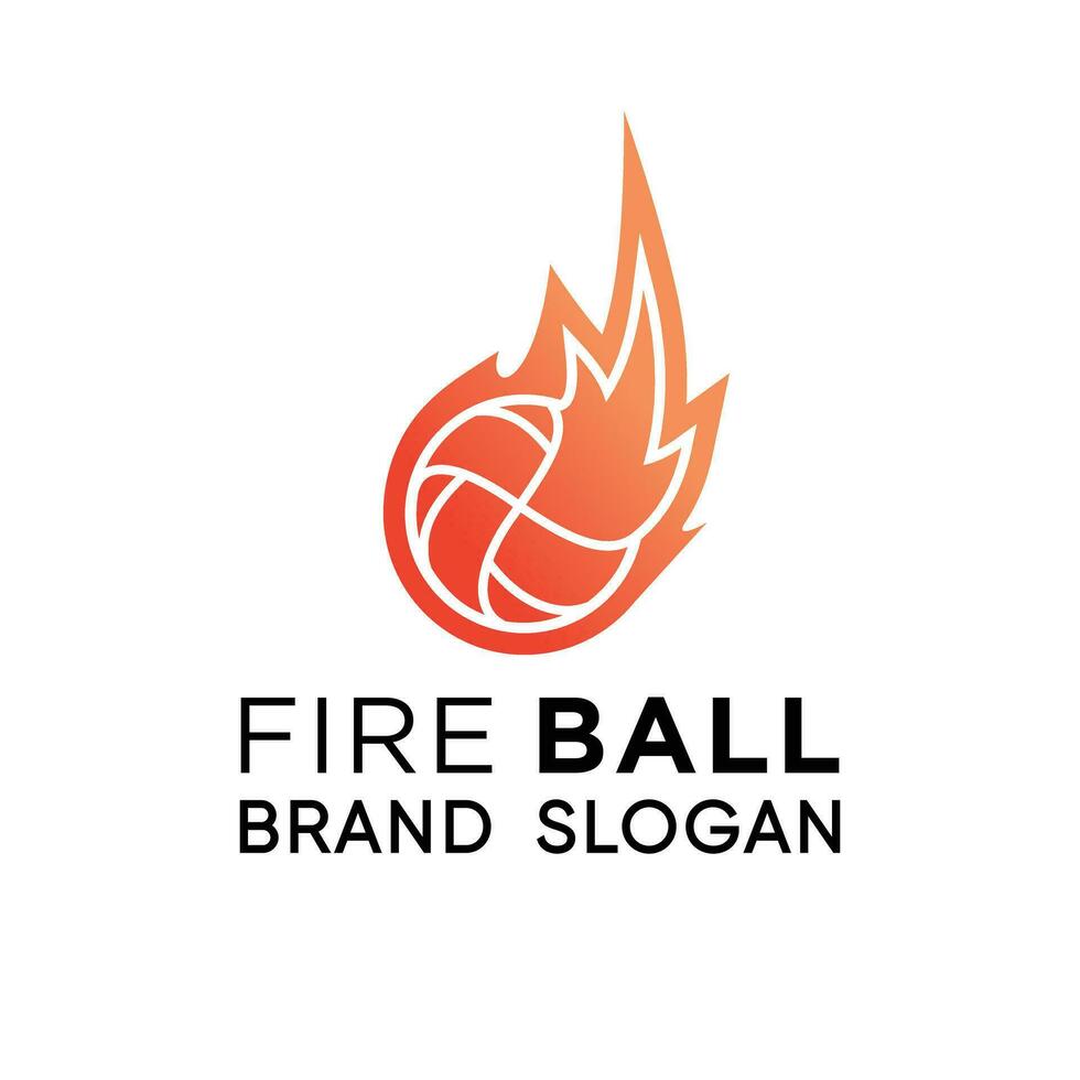 fuego voleo pelota logo con creativo único diseño prima vecto vector