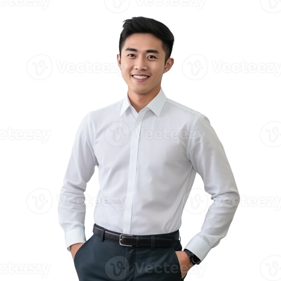 Young asian man, professional entrepreneur standing in office clothing isolated png