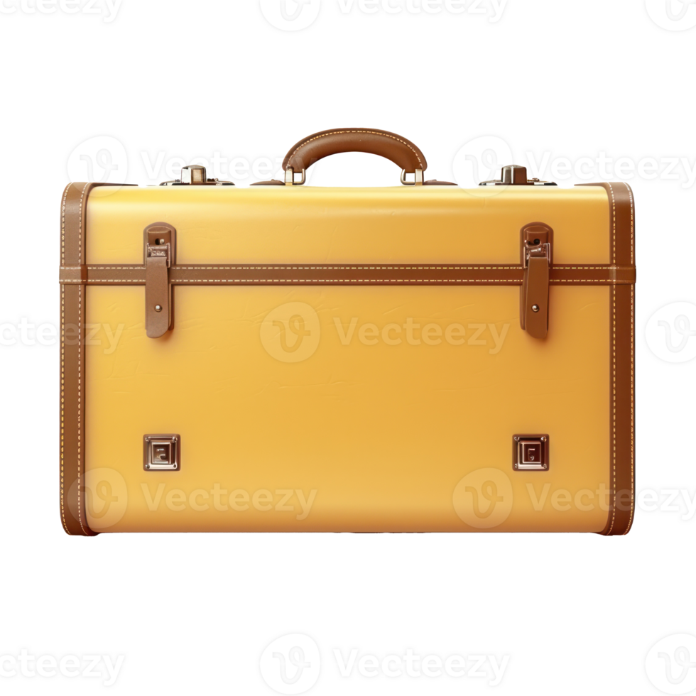 Retro yellow suitcases isolated png