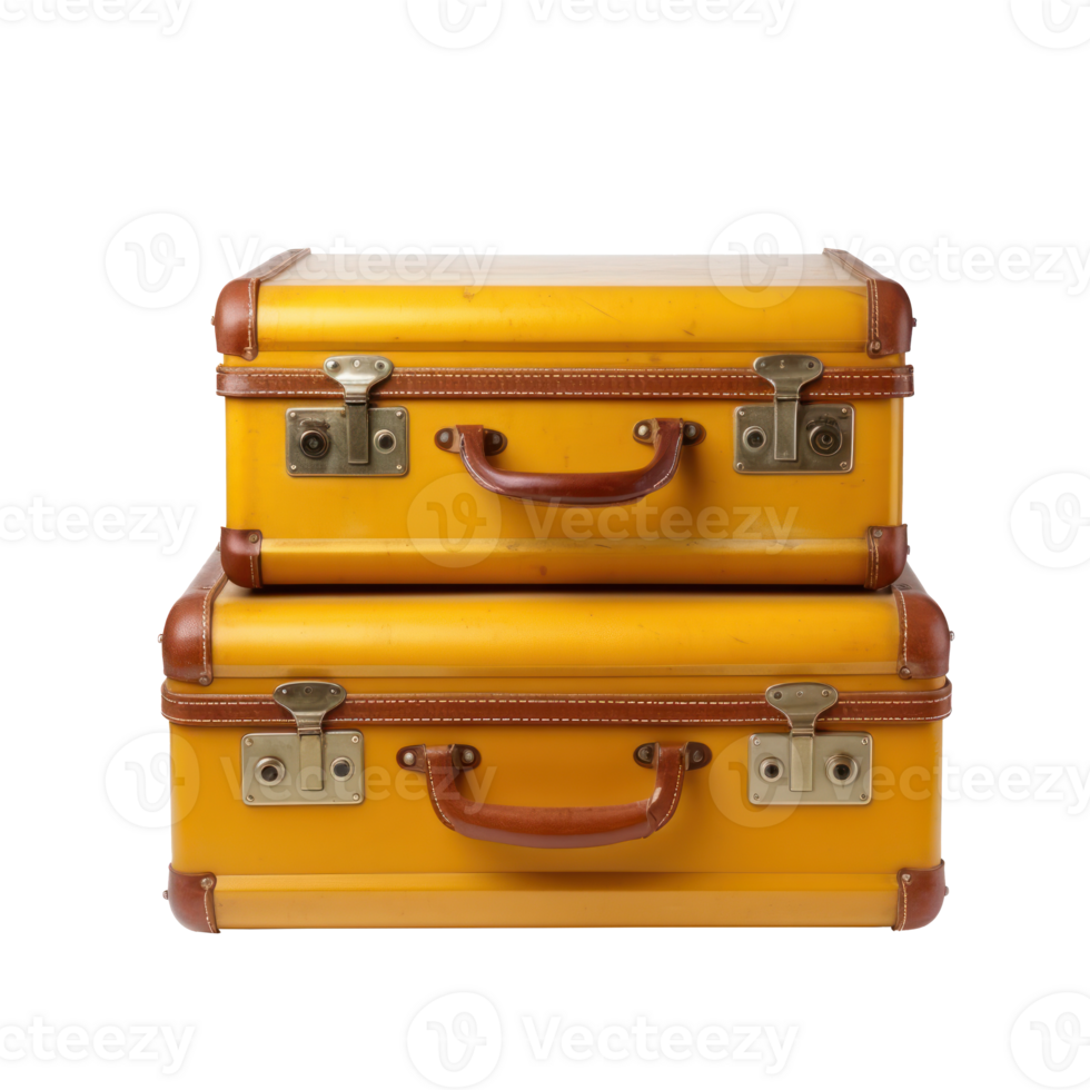 Retro yellow suitcases isolated png