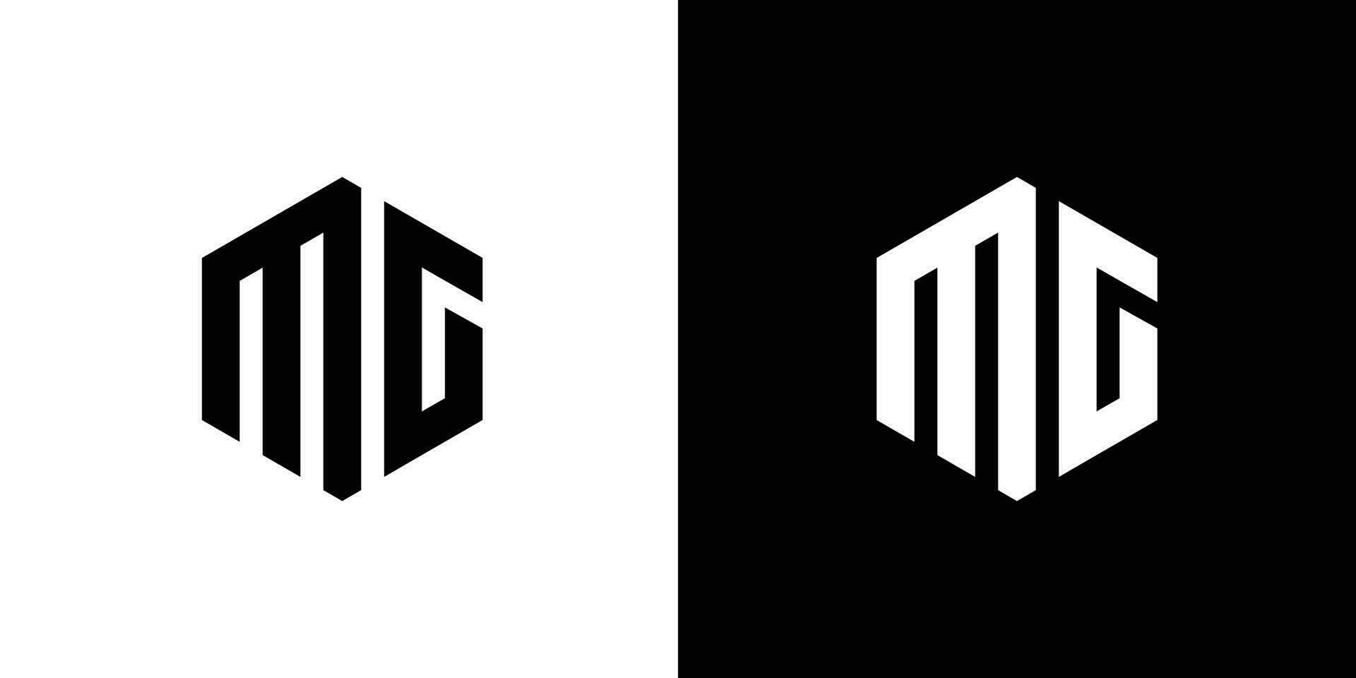 Letter M G Polygon, Hexagonal Minimal and Trendy Professional Logo Design On Black And White Background vector