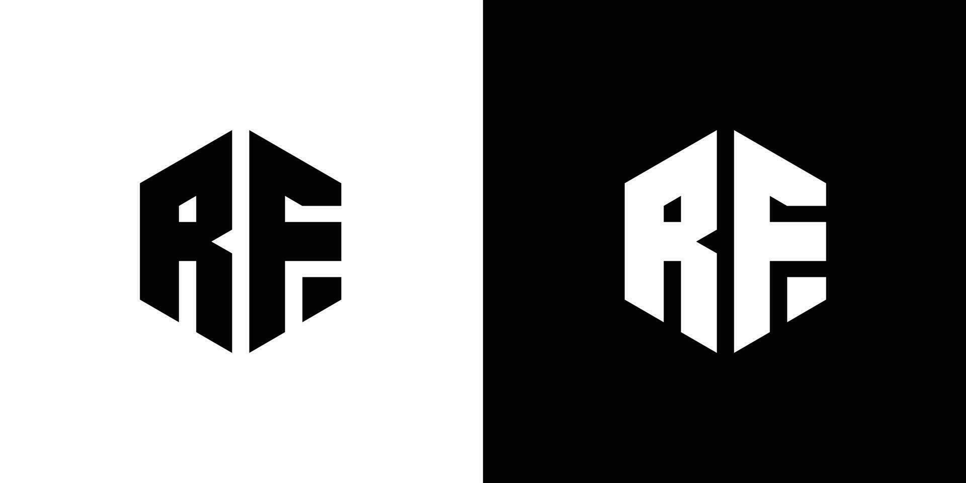 letra r F polígono, hexagonal mínimo y profesional logo diseño en negro y blanco antecedentes vector