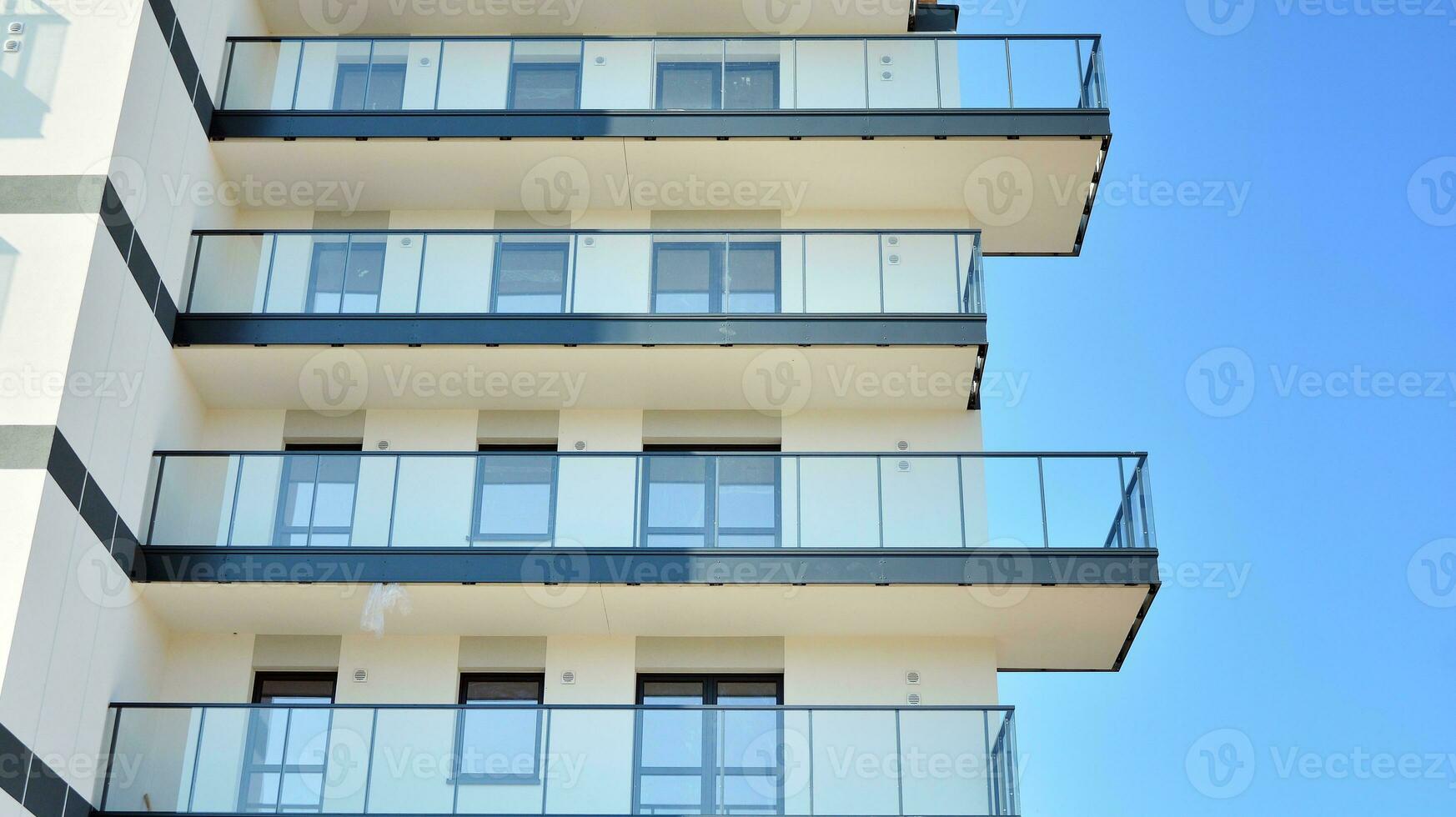 Modern elements in  contemporary  architecture.. Architectural details of a modern apartment building. photo