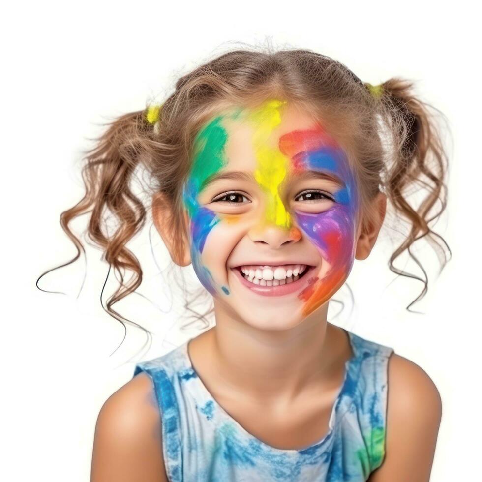 Young girl with paints photo