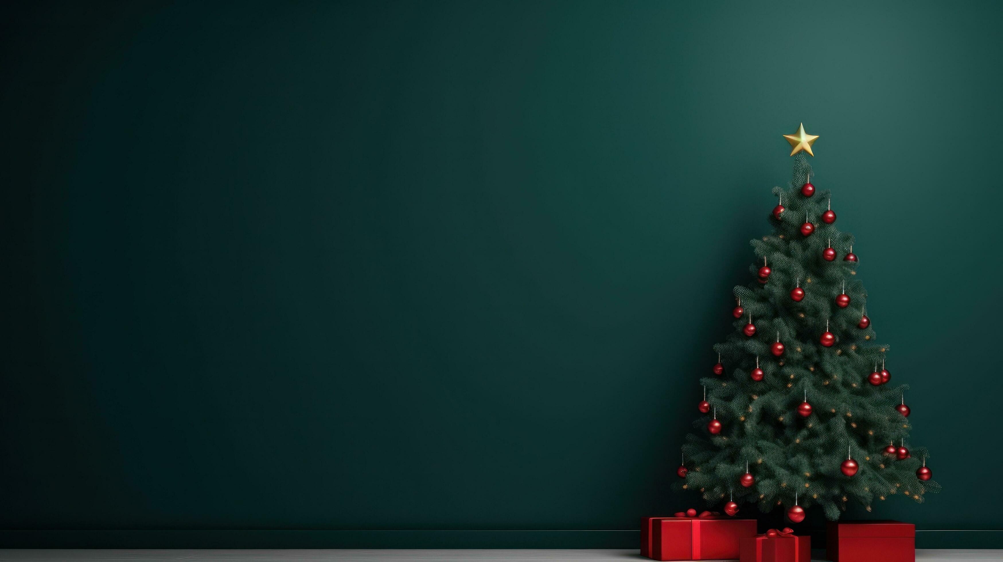 Green wallpaper with Christmas tree 27852516 Stock Photo at Vecteezy
