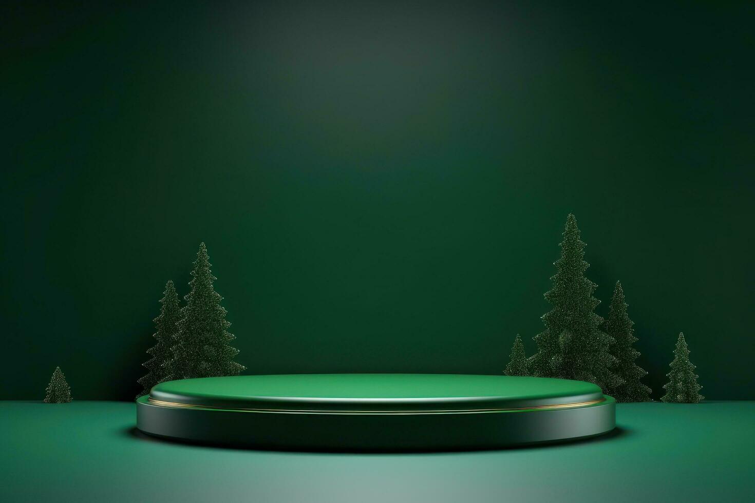 Green empty Christmas podium photo