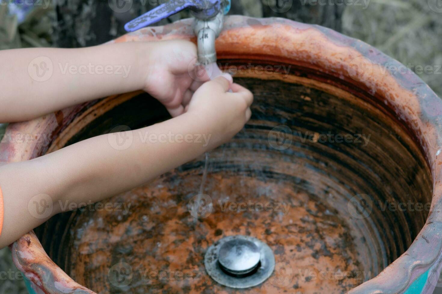 Children's hands. Wash your hands to prevent germs. photo