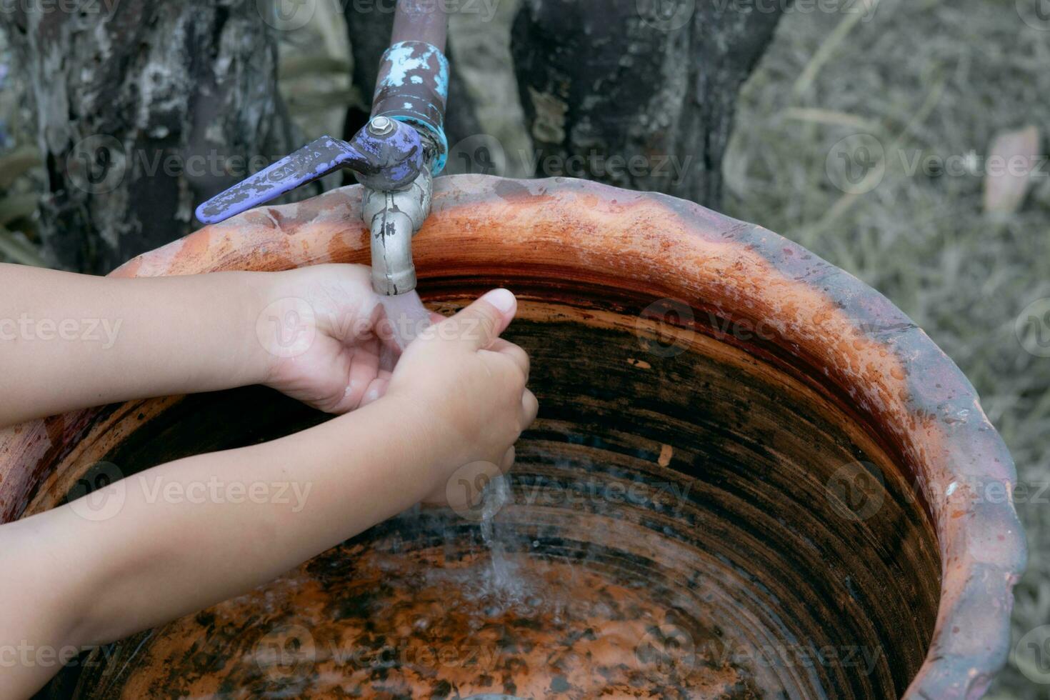 Children's hands. Wash your hands to prevent germs. photo