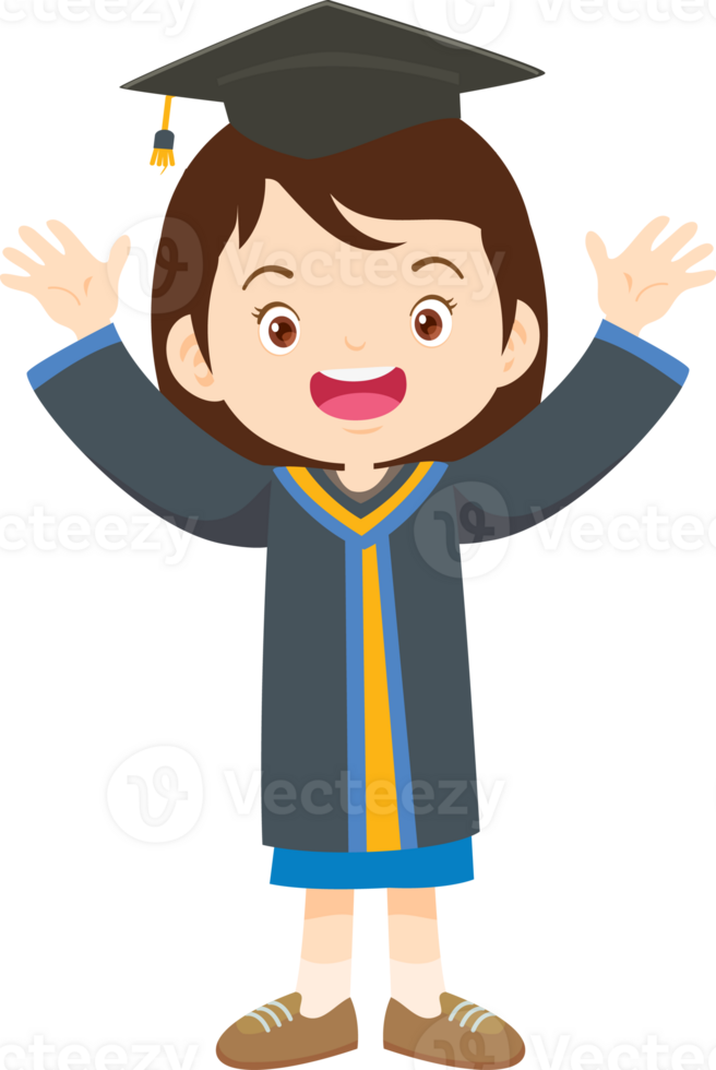 cute graduate students in graduate education with hat diploma ,certificate cartoon png