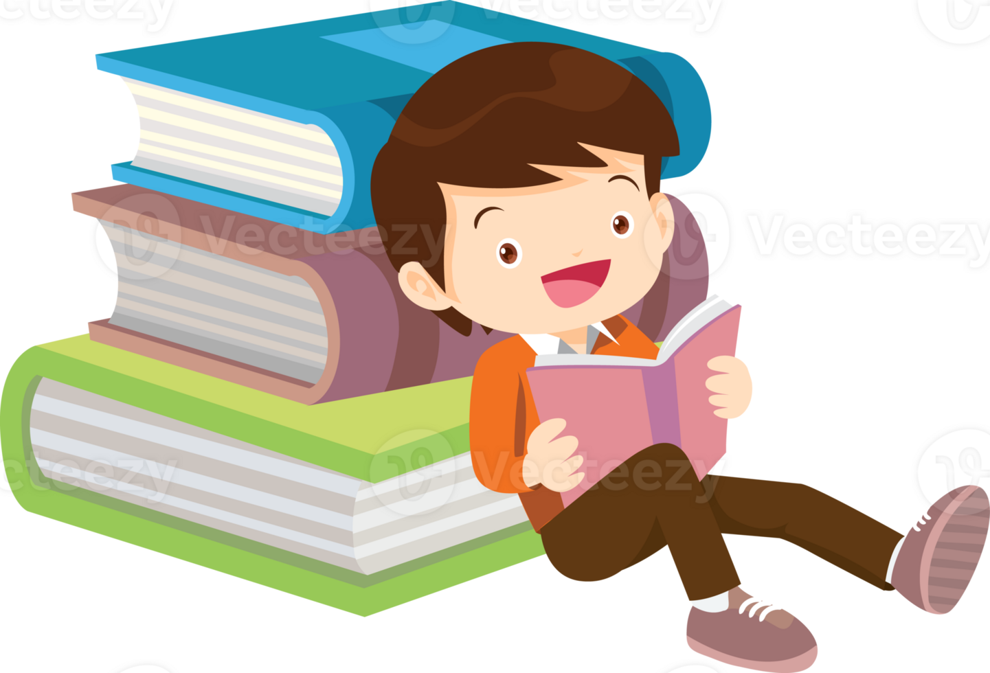 children reading books png