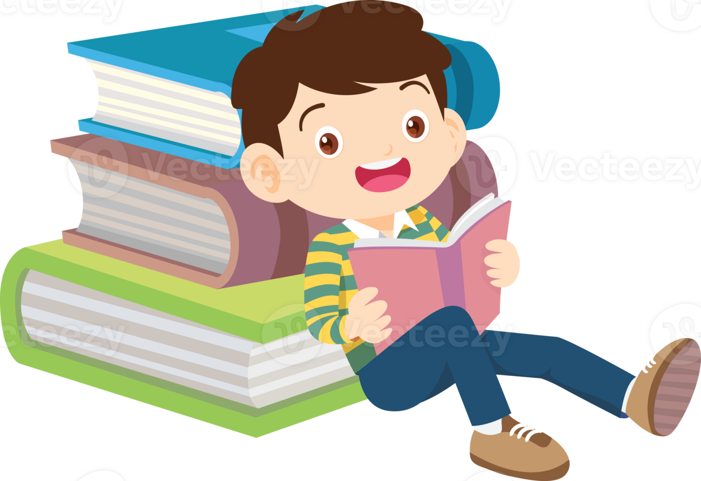 children reading books png