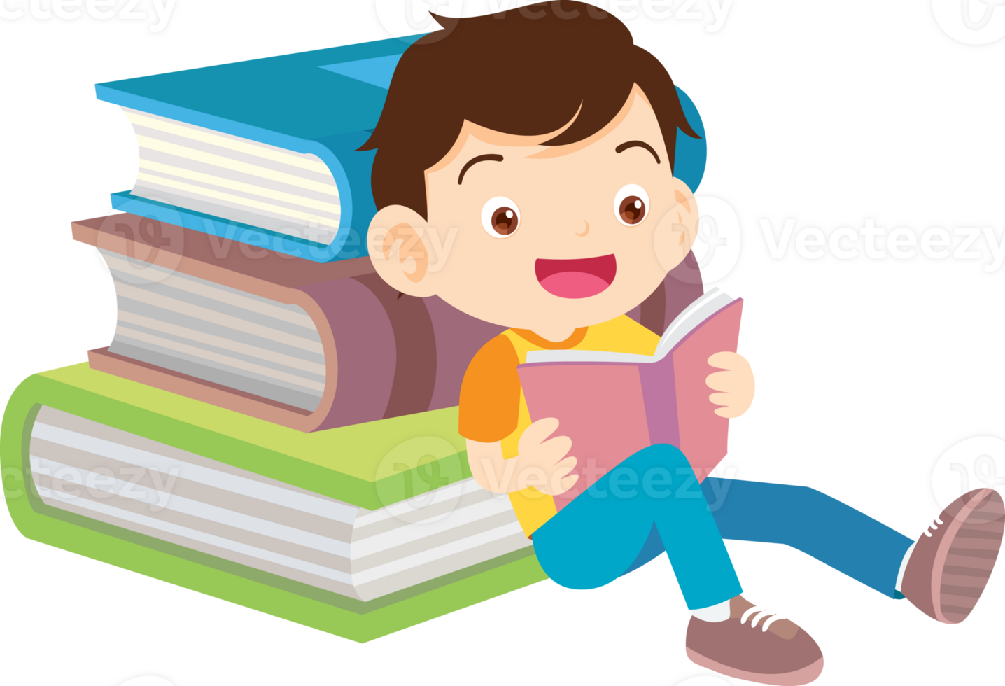 children reading books png