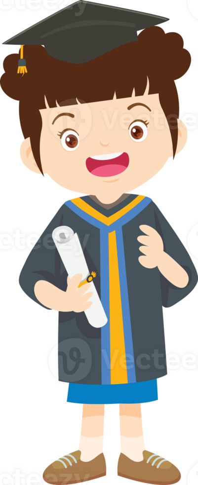 cute graduate students in graduate education with hat diploma ,certificate cartoon png