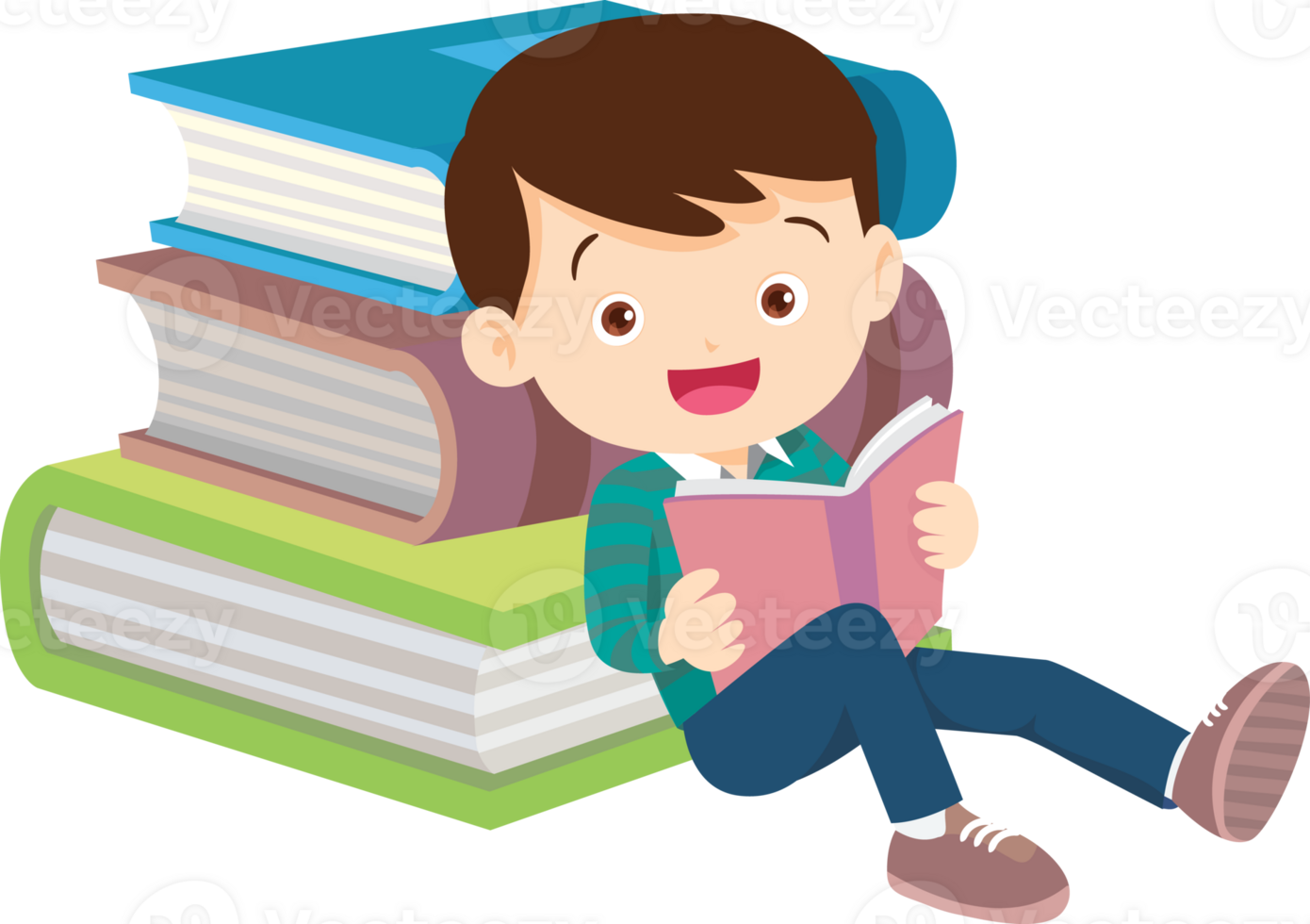 children reading books png