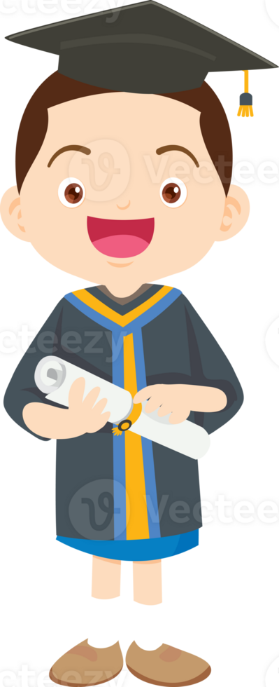 cute graduate students in graduate education with hat diploma ,certificate cartoon png