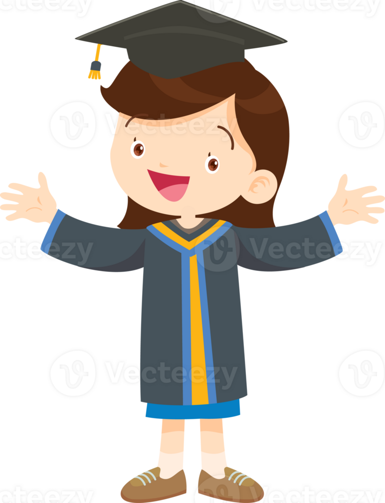 cute graduate students in graduate education with hat diploma ,certificate cartoon png